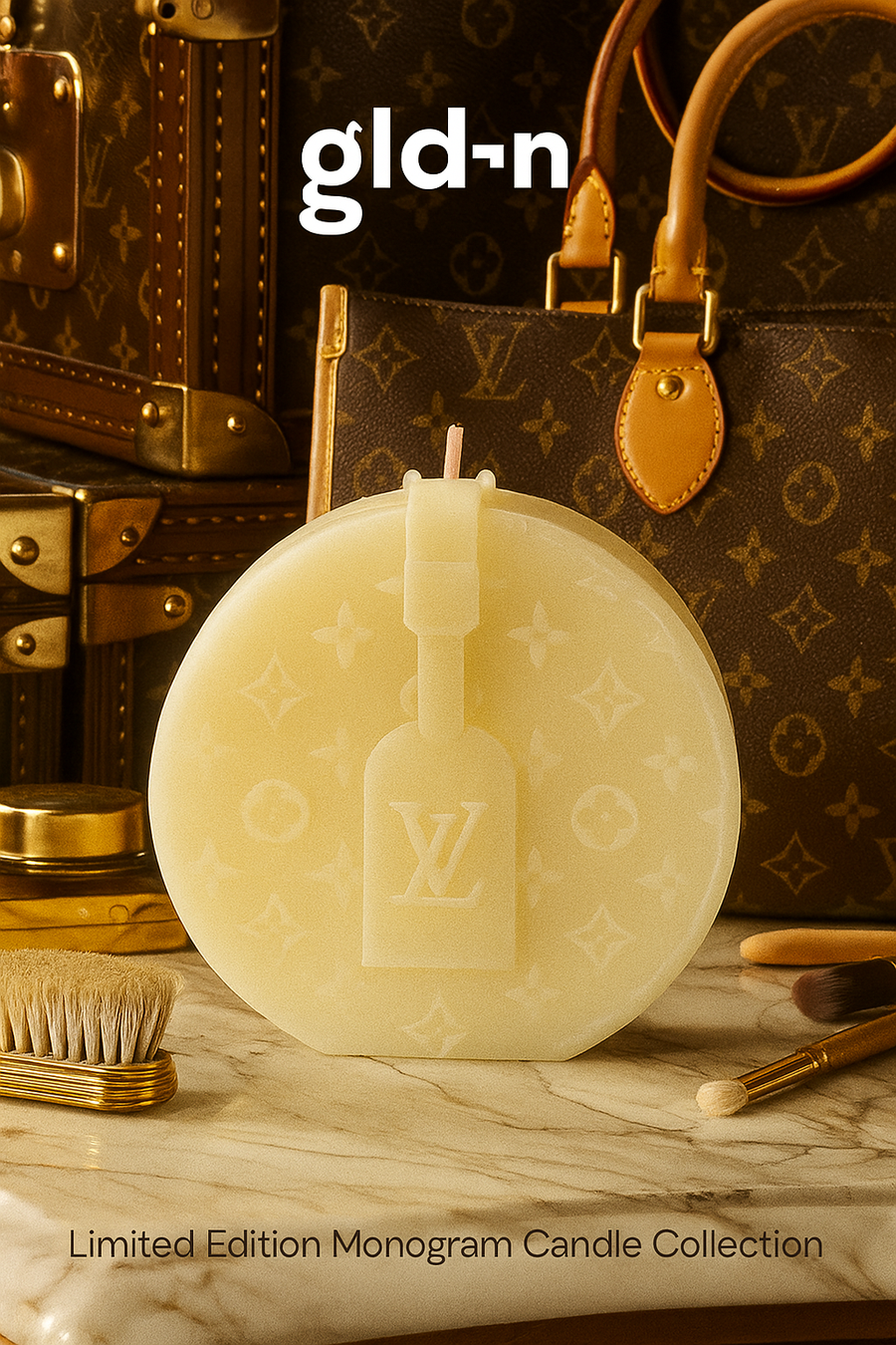 gld¬n louis monogram candle