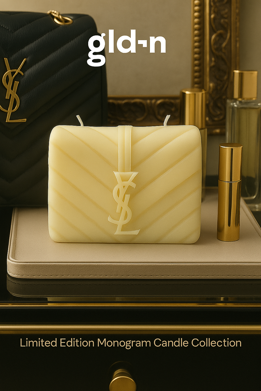 gld¬n Saint monogram candle